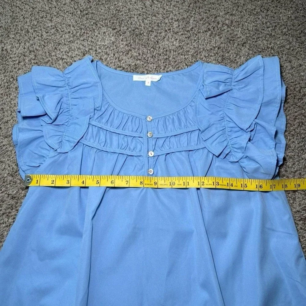 Ces Femme Women's‎ Blue Ruffled Sleeve Blouse Size Small